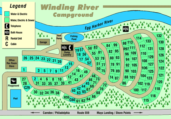 Winding River Campground Site Map