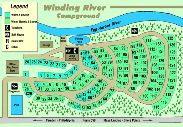 Winding River Campground - Site Map & Rules